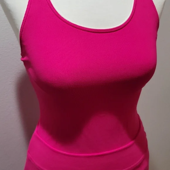 LANDS END BRIGHT NEON PINK BARBIECORE ACTIVEWEAR MINI SKIRT SET SZ 12 TOP SZ 8 - Picture 13 of 13